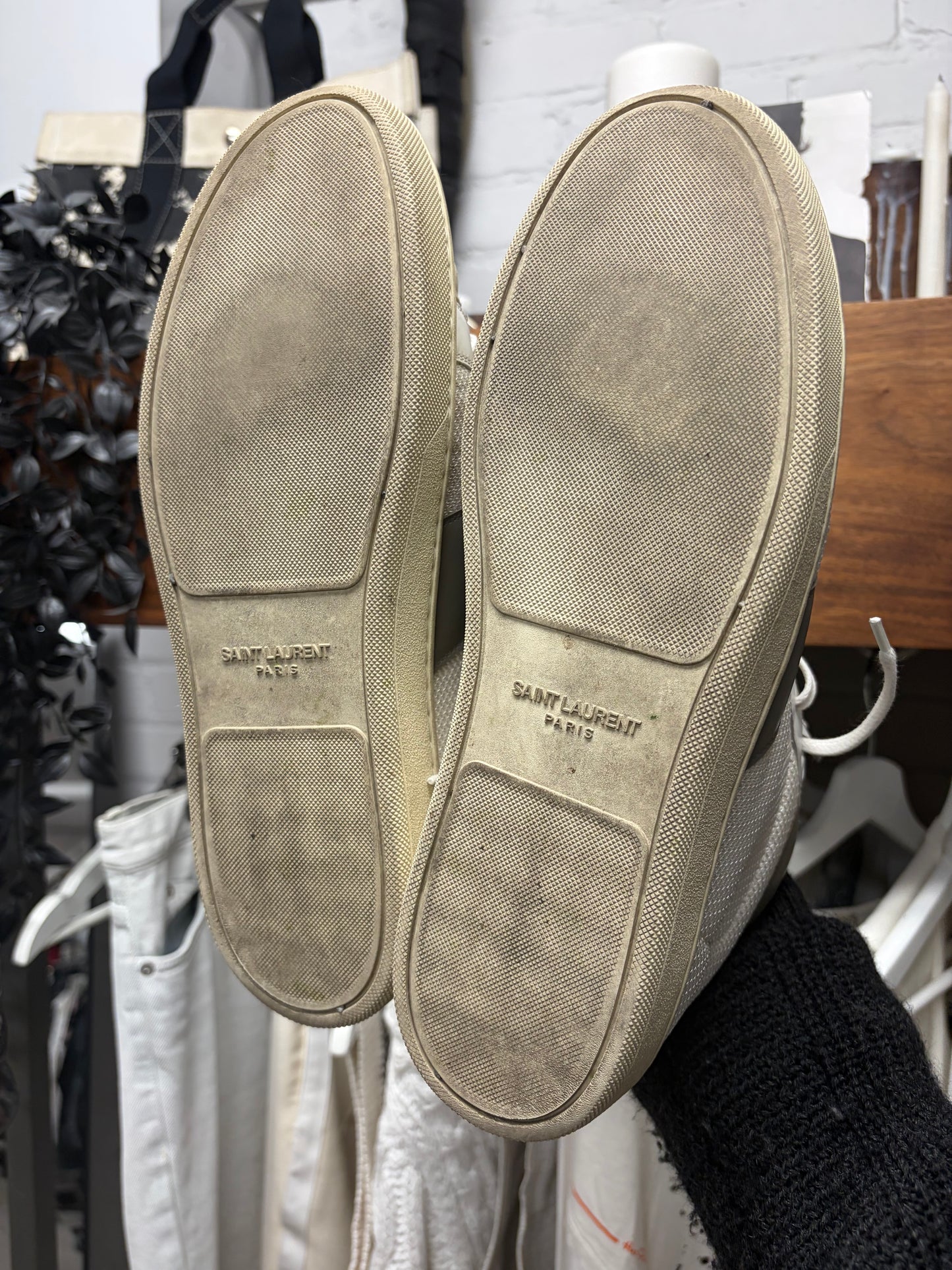 Saint Laurent ‘SL03M’ White Leather Mid Top Casual Sneakers