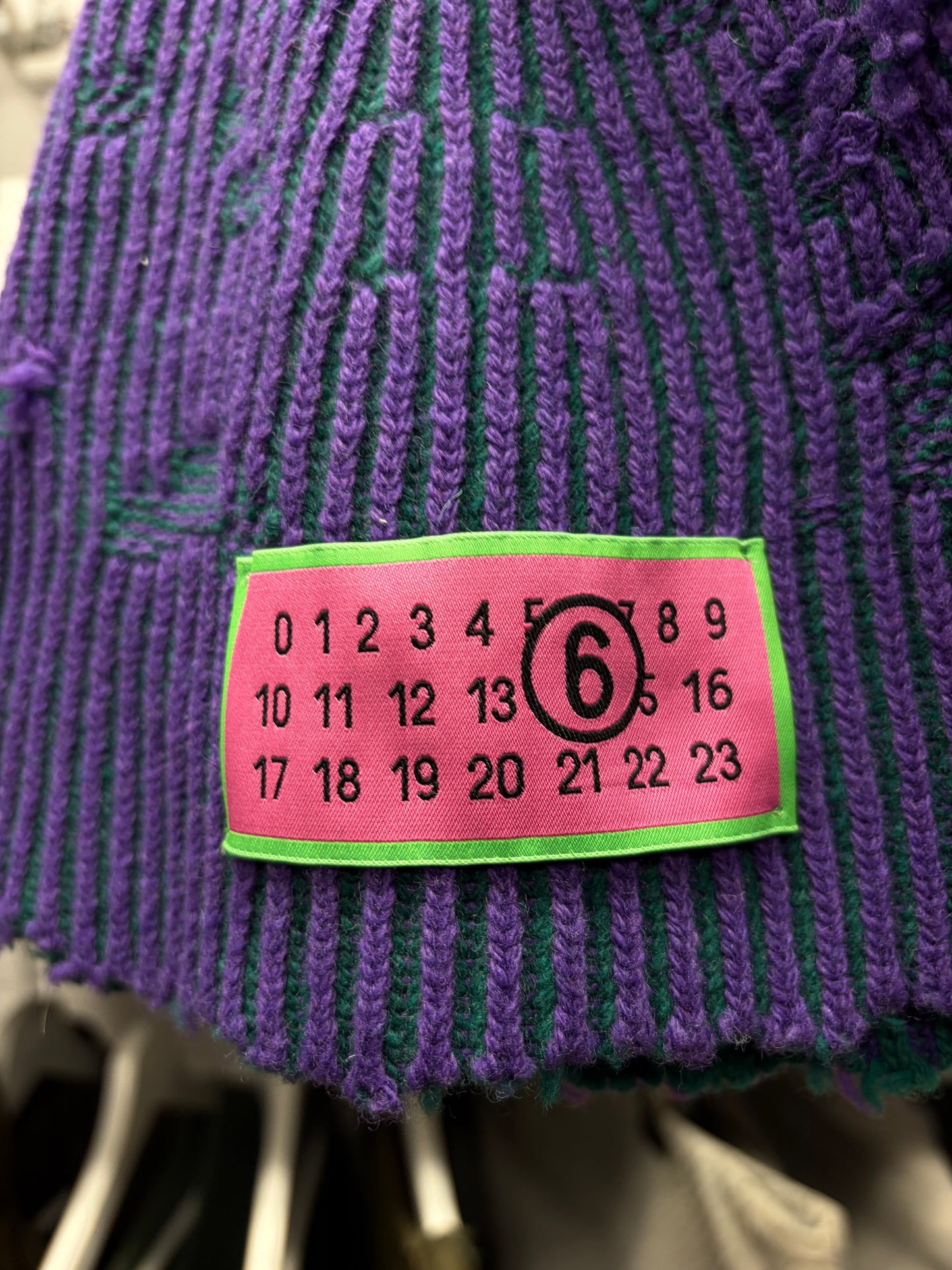 2024 Maison Margiela Amended Purple/Green Bicolor Ribbed Beanie