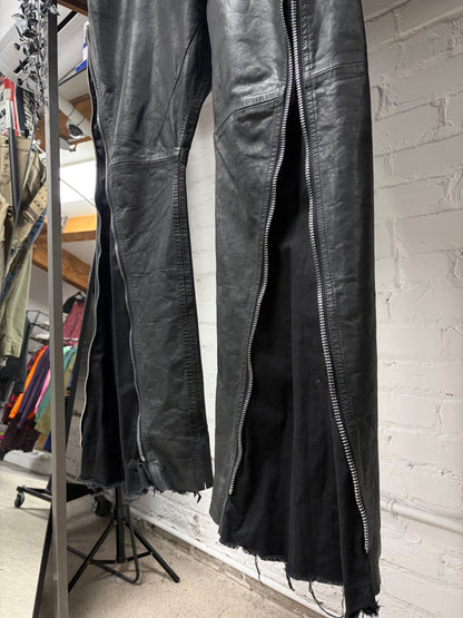 SS2023 Rick Owens ‘Edfu’ Mainline Leather ‘Bolans’ Banana Flared Leg Pants