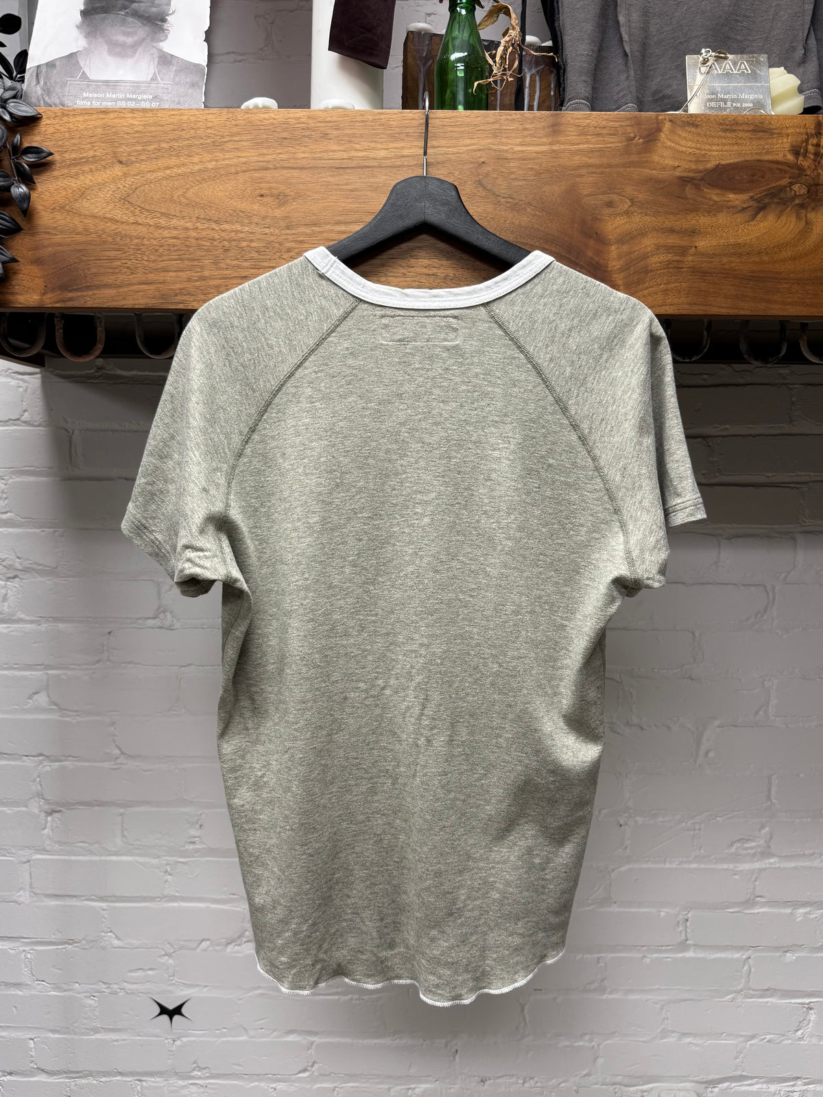 Vintage Yohji Yamamoto Y’s Oatmeal/White ‘Ringer’ Wool Blend Short Sleeve Shirt