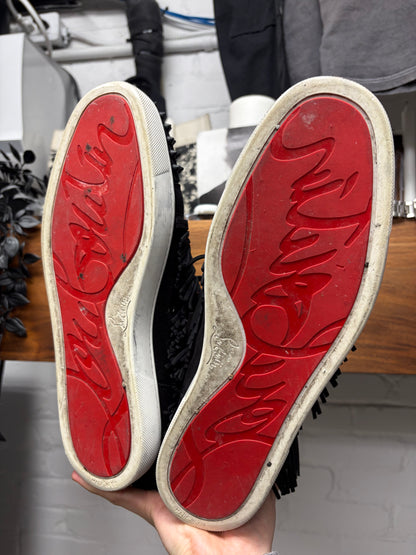 Christian Louboutin Black Suede Red Bottom High Top Sneakers