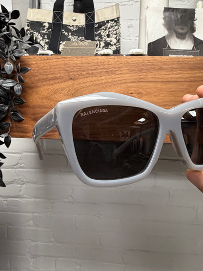 Balenciaga BB Logo Grey Square Shape Black Tinted Sunglasses
