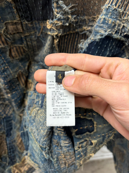Kaptial ‘Boro’ Repaired Blue Zip-Up Buckle Back Denim Jacket