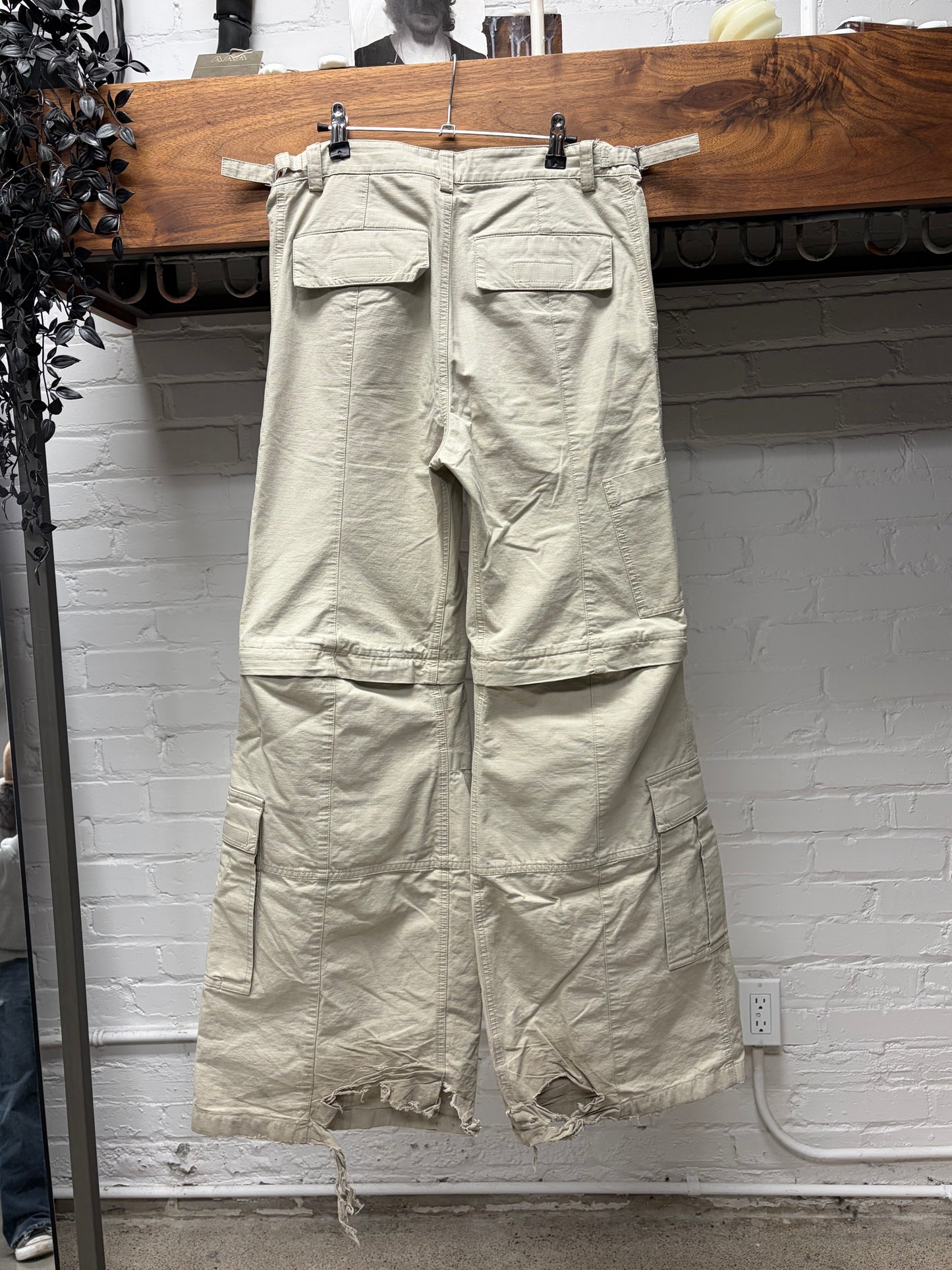 2023 Balenciaga Tan Ripstop ‘Convertible’ Flared Leg Cargo Pants