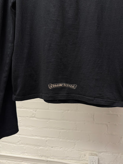 Chrome Hearts Cross Emblem Black Long Sleeve ‘Henley’ Shirt