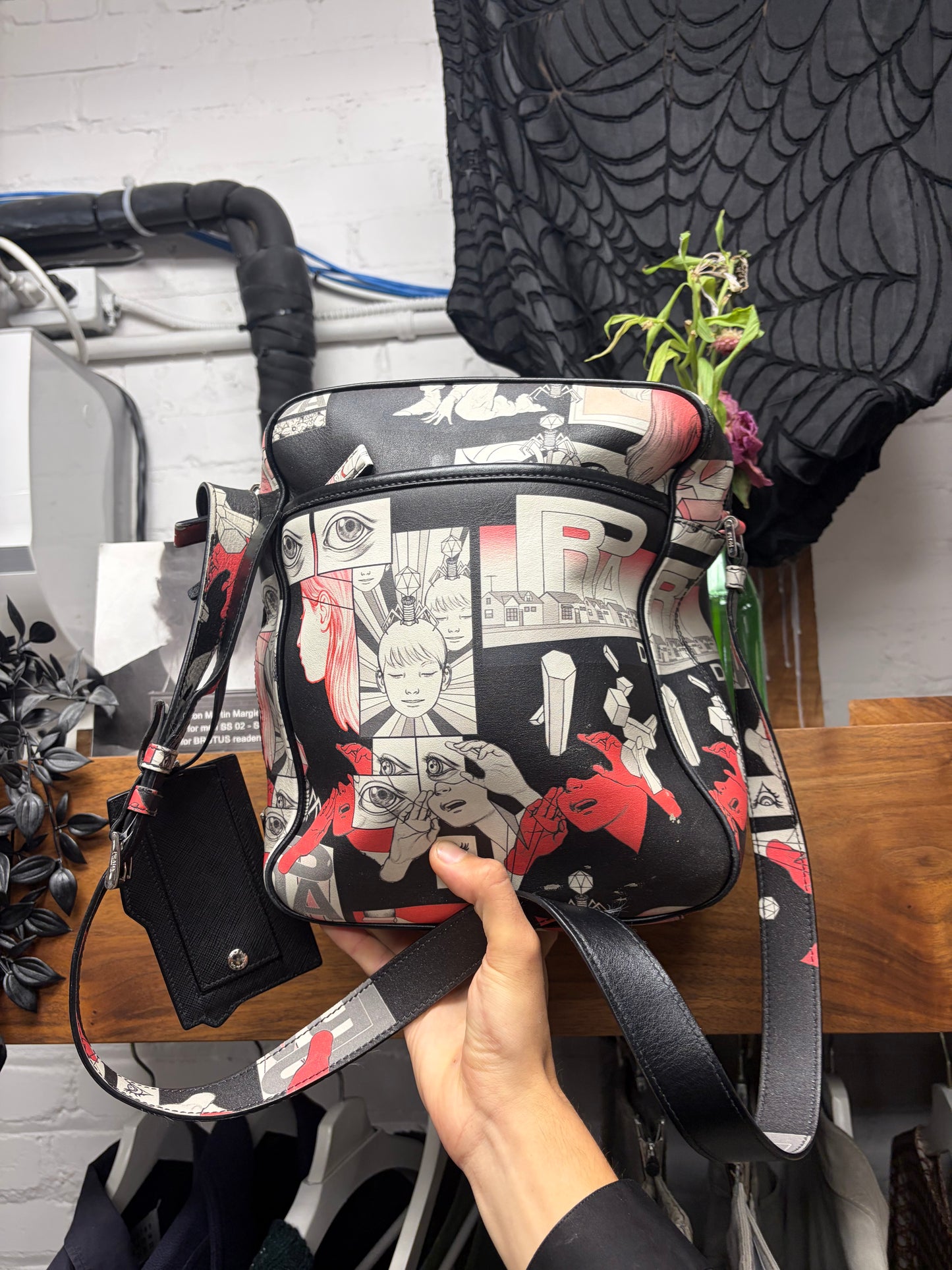 SS2018 Prada ‘Comic Strip’ Full Print Leather Crossbody Bag