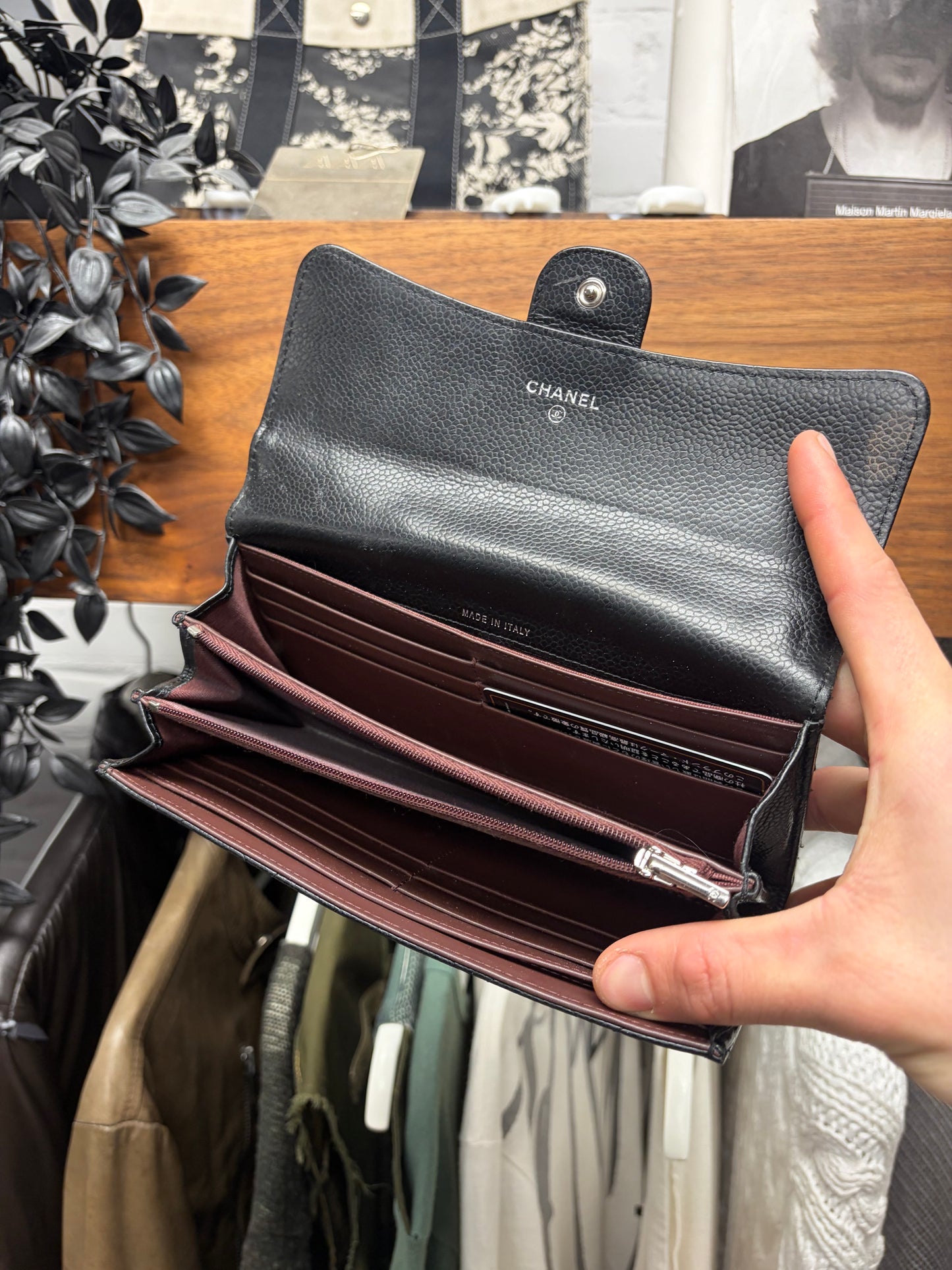 Chanel Quilted Lambskin Leather CC Top Flap Long Wallet