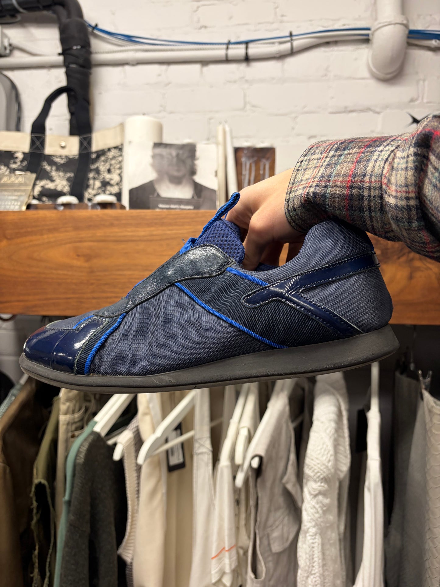 Vintage Miu Miu Men’s Blue Sporty  Low Top Sneakers