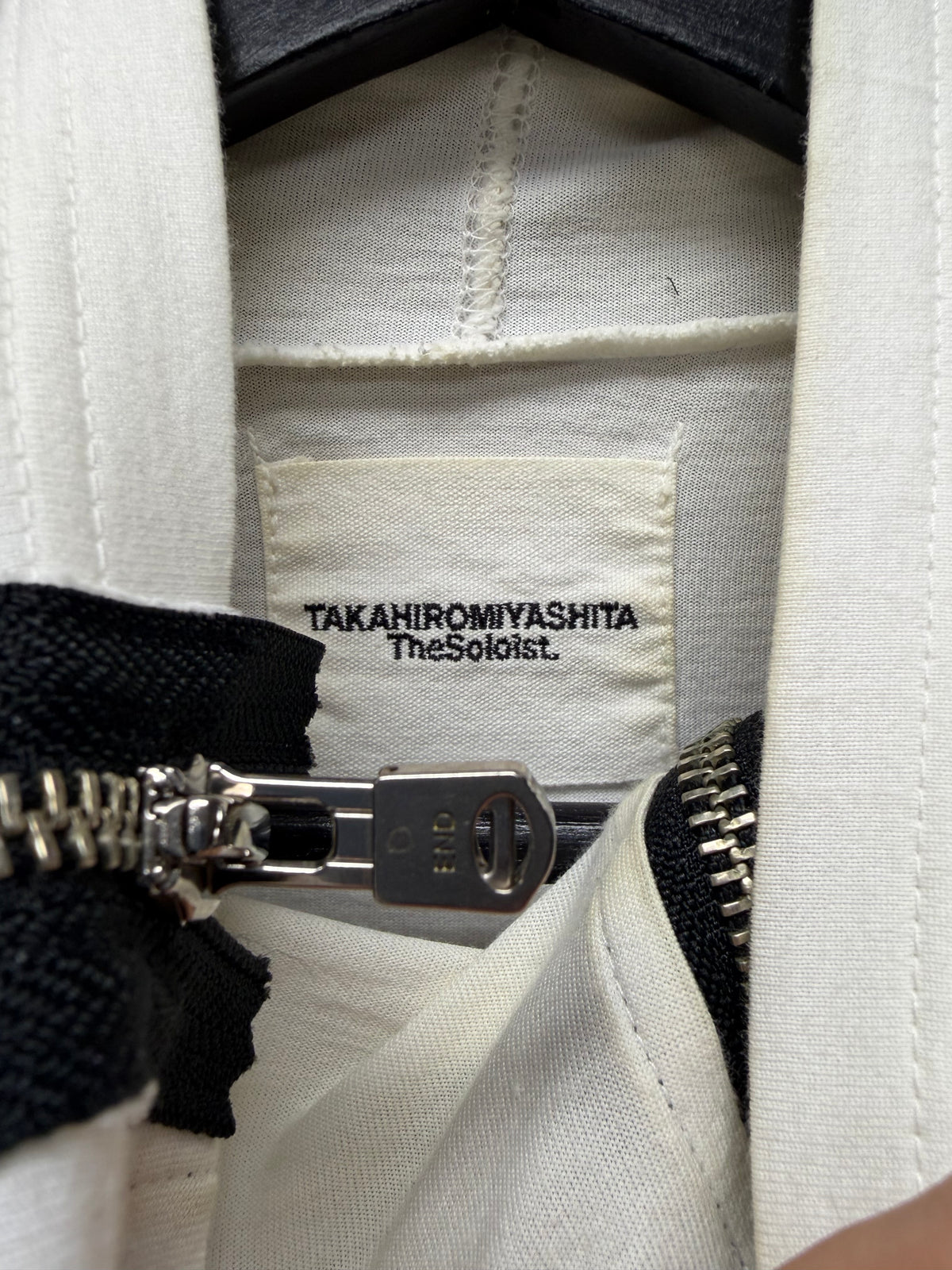 Takahiro Miyashita the Soloist ‘Exposed Zipper’ White Cotton Long Sleeve Shirt