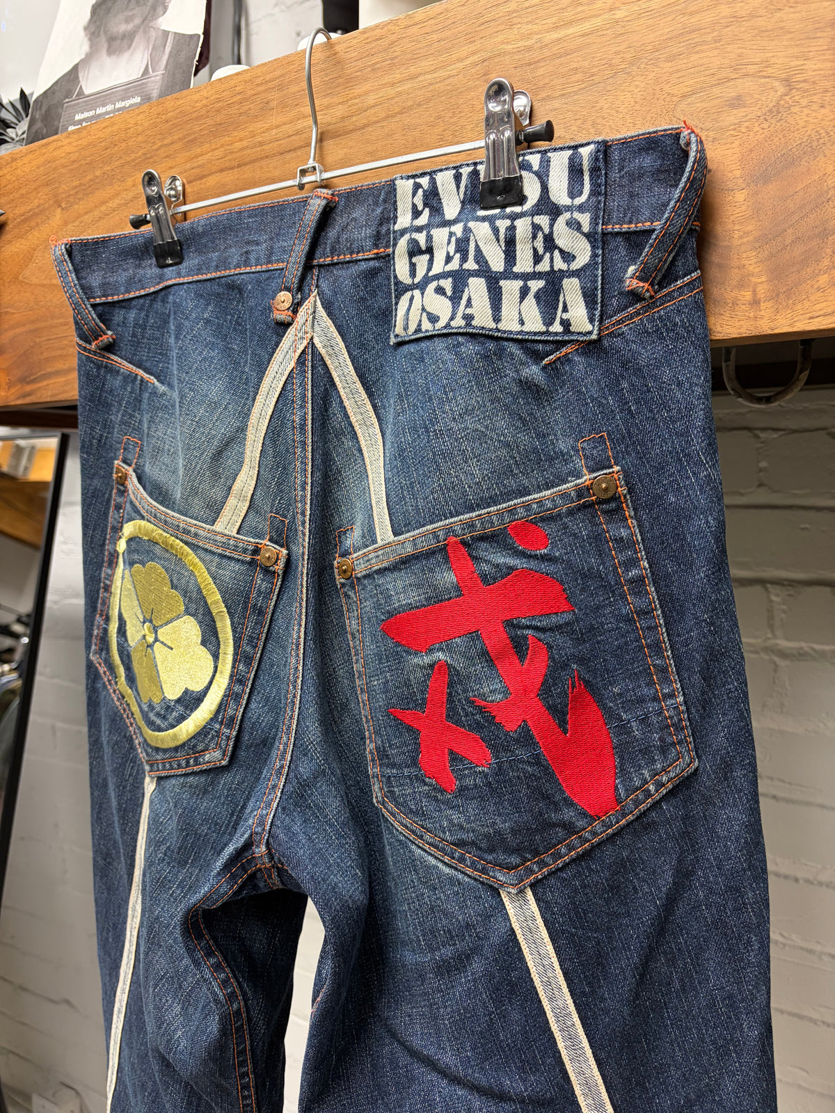 Evisu Genes ‘Osaka’ Blue Raw Washed Embroidered Logo Denim