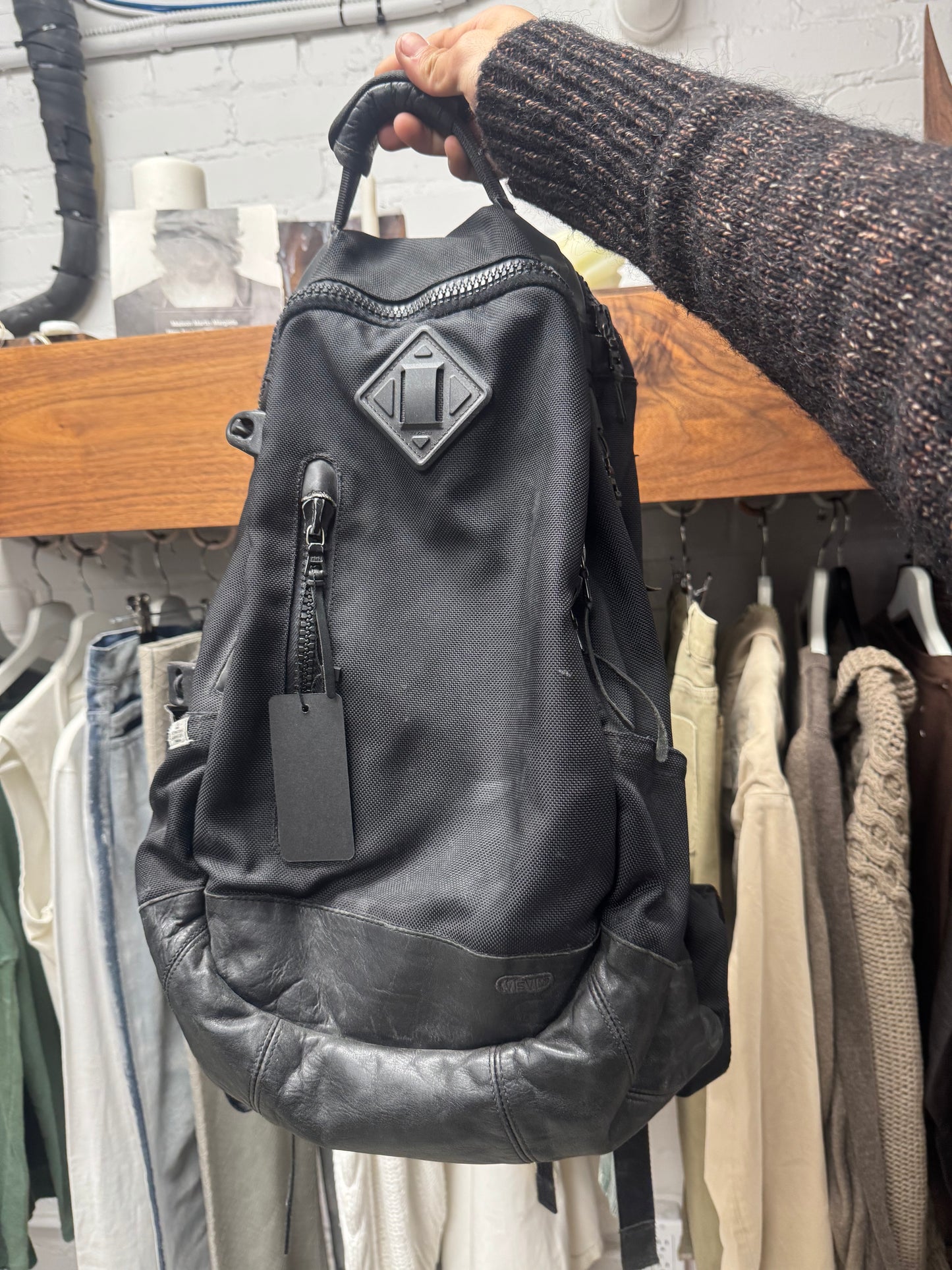 Visvim ‘20L’ Black Calf Leather/Cavas Hiking Backpack