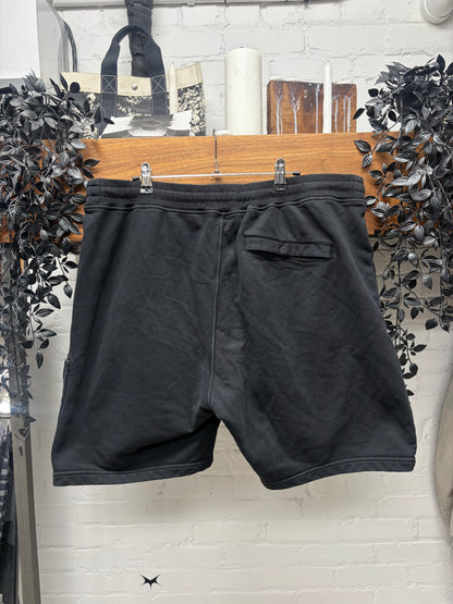 Stone Island Black Cotton ‘Badge Logo’ Sweat Shorts