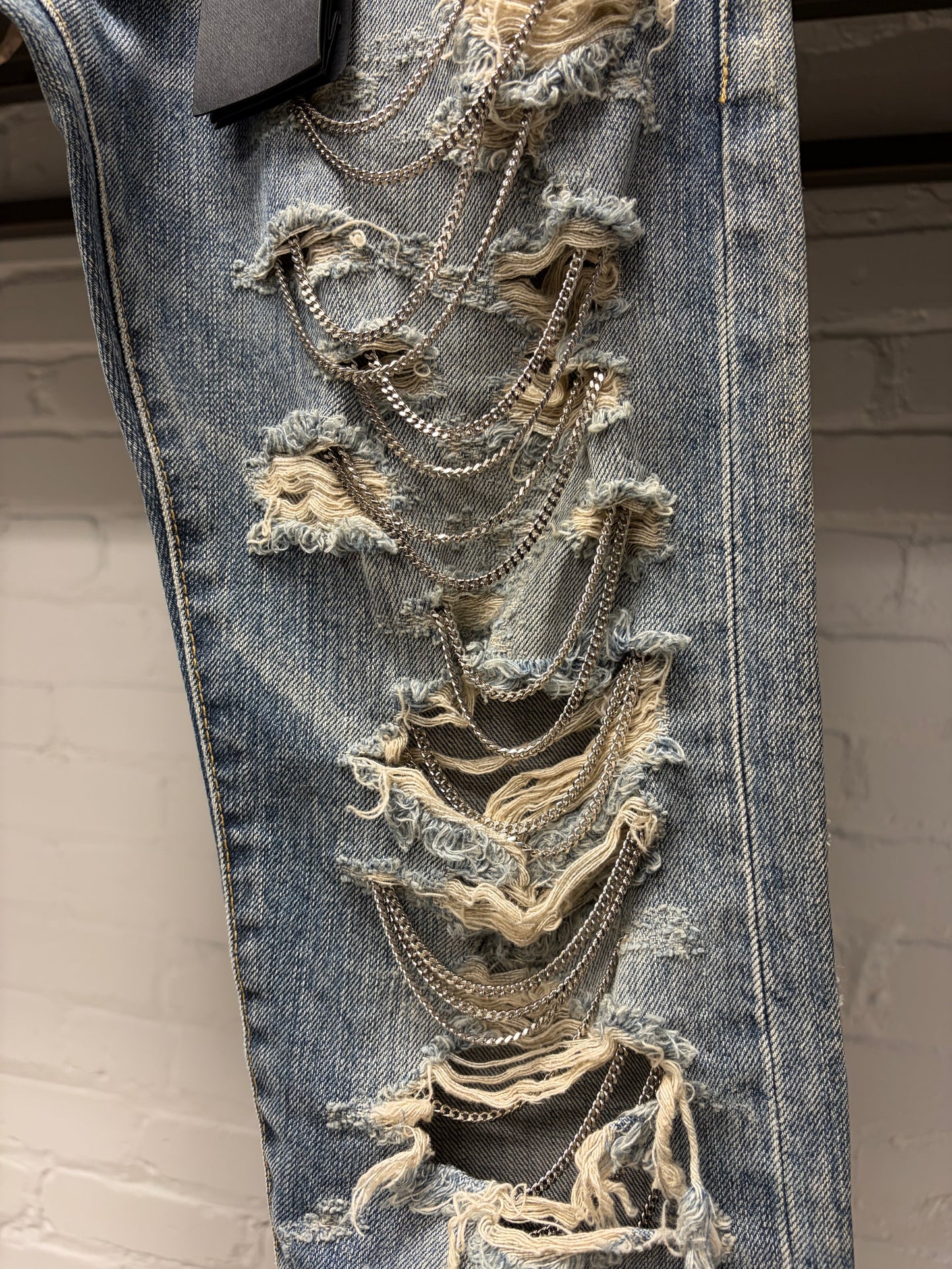 AW2013 Saint Laurent by Hedi Slimane ‘Chain Distressed’ D02 Skinny Jeans