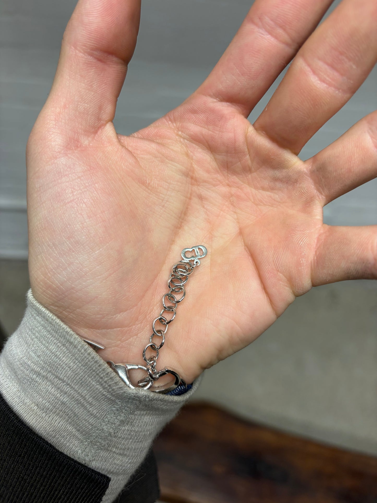 2000s Dior Blue ‘Trotter Monogram’ Silver Bracelet
