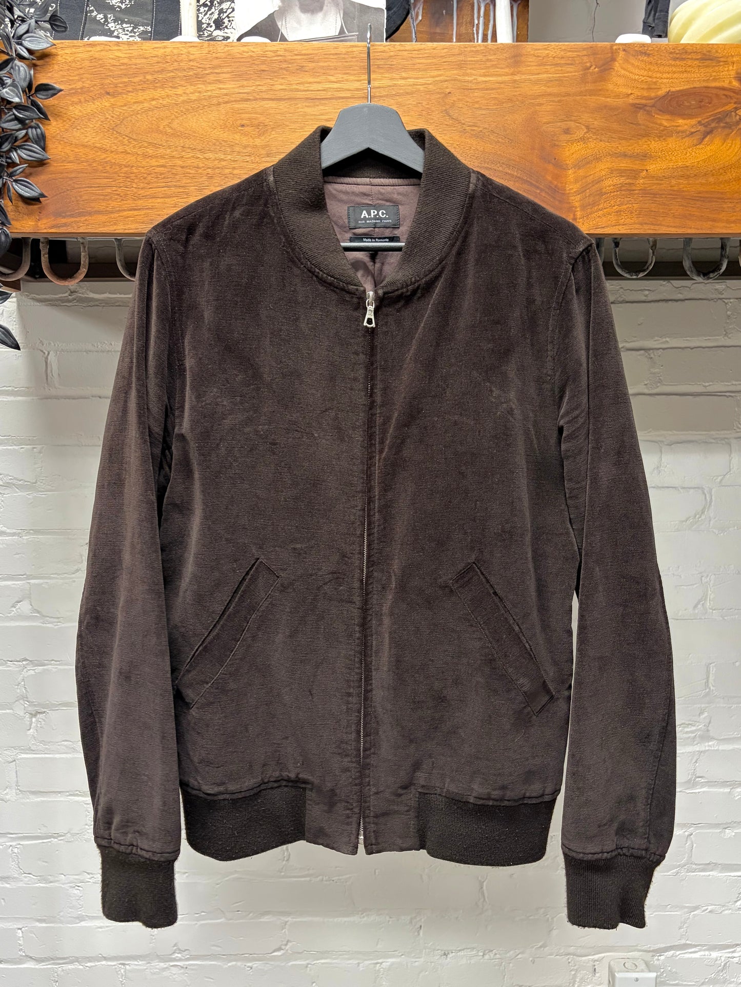 A.P.C. Dark Brown Velvet Bomber Jacket