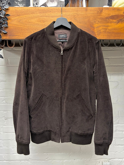 A.P.C. Dark Brown Velvet Bomber Jacket