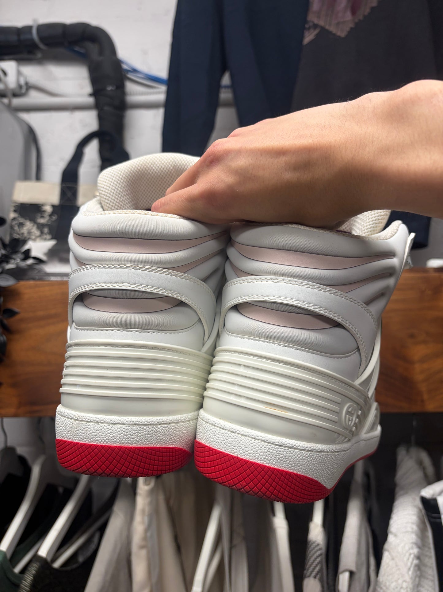 Gucci ‘Basket High’ White/Demetra Red Sneakers