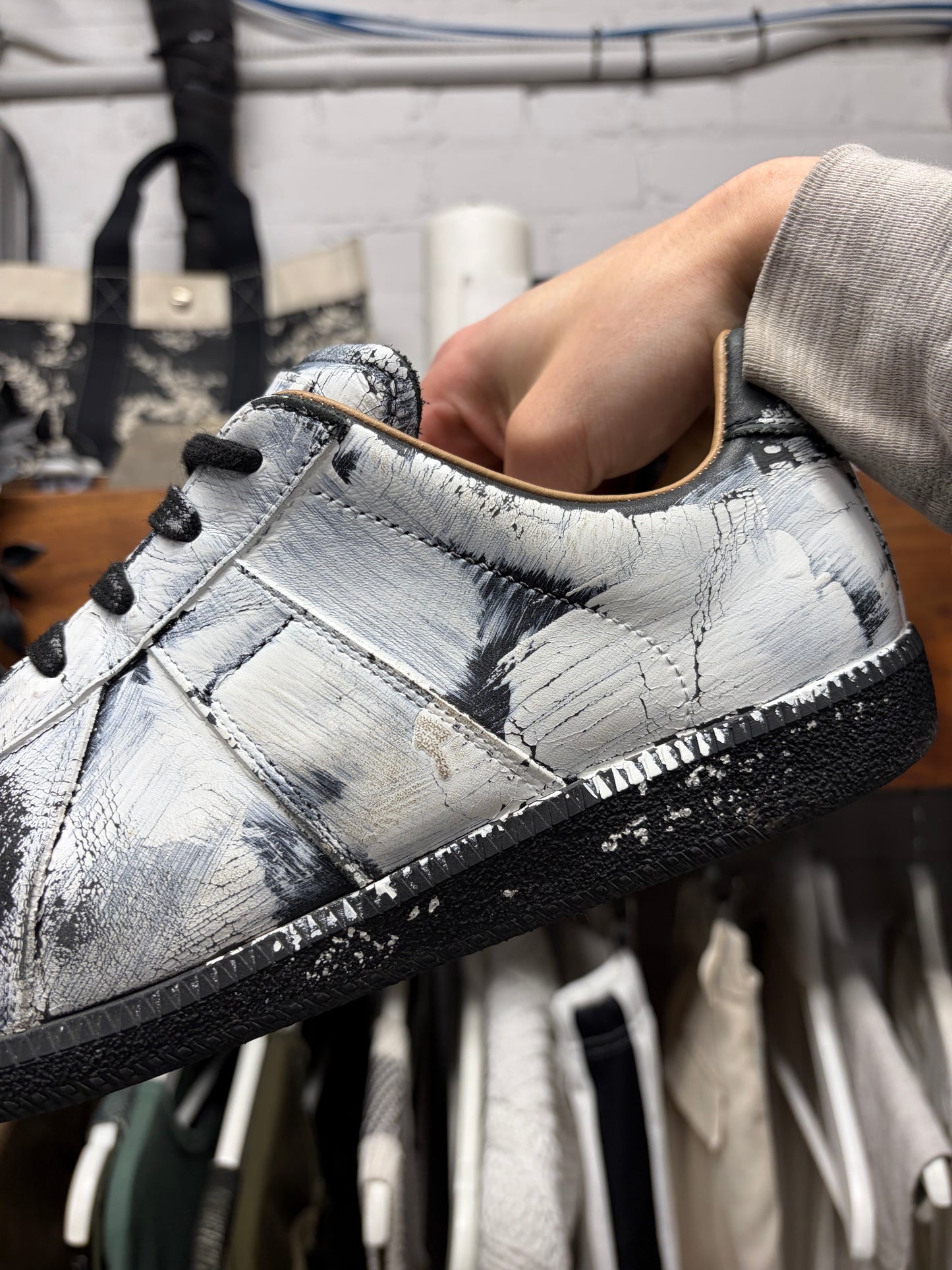 Maison Margiela ‘Painted White’ G.A.T. Leather Low Top Sneakers
