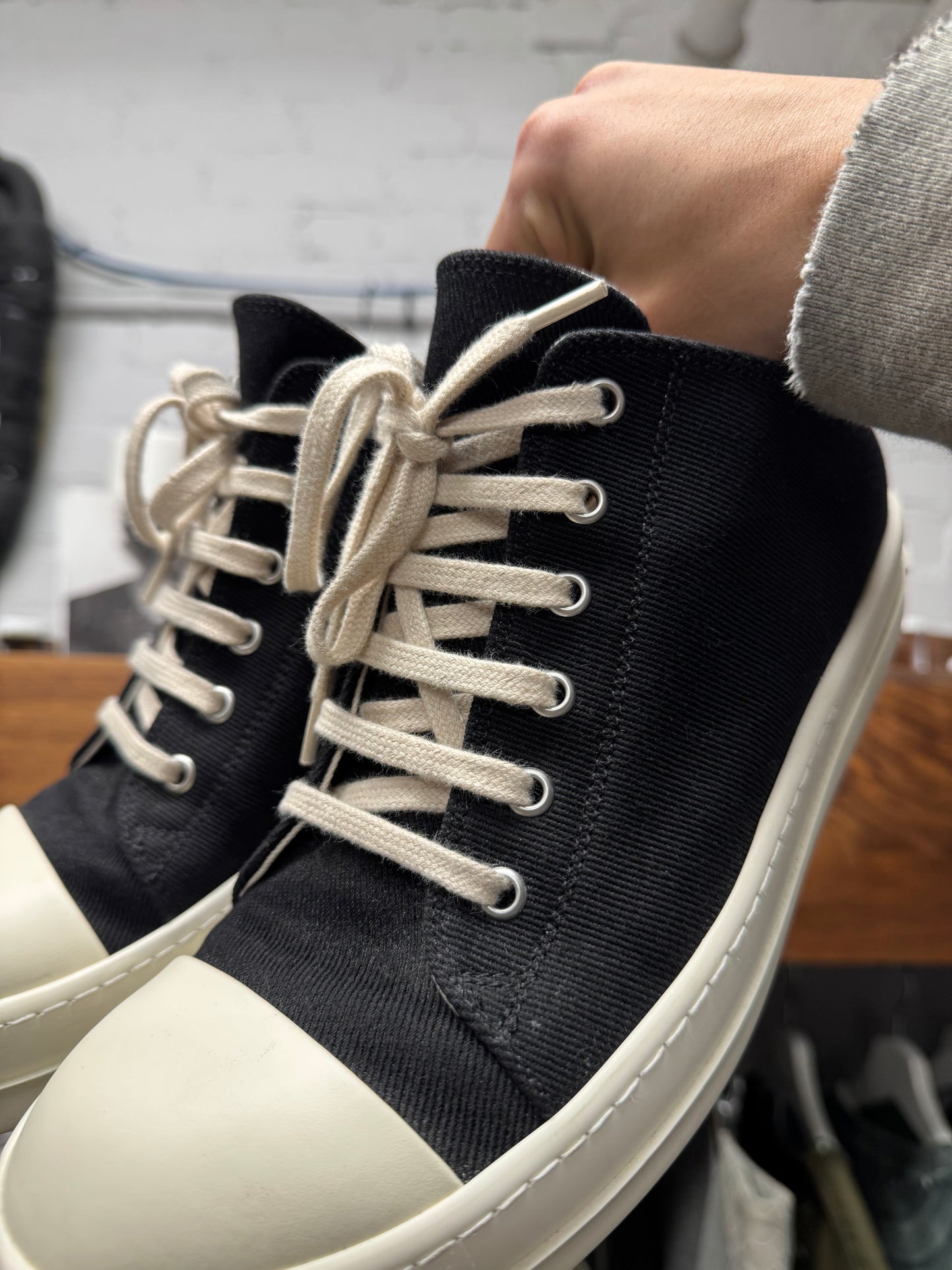 Rick Owens DRKSHDW Canvas ‘Ramones’ Low Top Sneakers