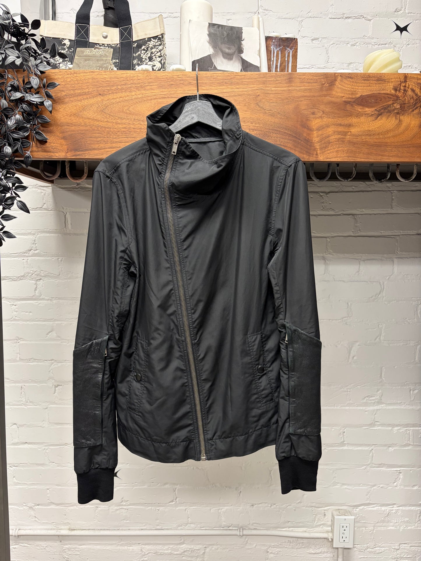 2000s Rick Owens ‘Mollino’ Jacket with Blistered Lambskin Sleeve Covers