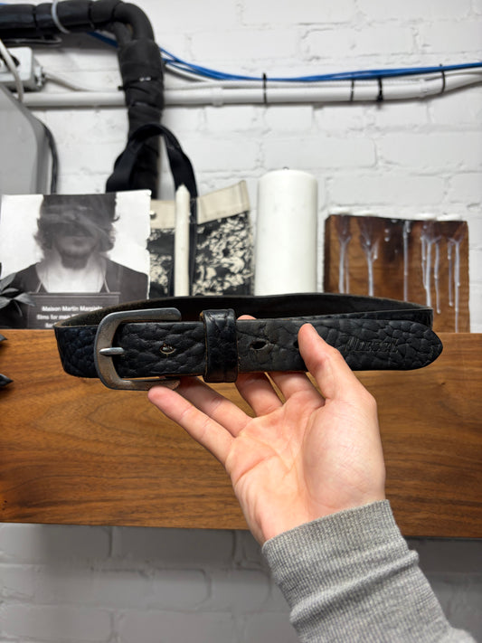 Diesel Buffalo Leather Black/Silver Buckle Belt