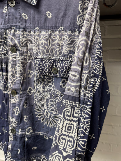 Kapital Blue Paisley Bandanna Patch Buckle-Back Trucker Jacket