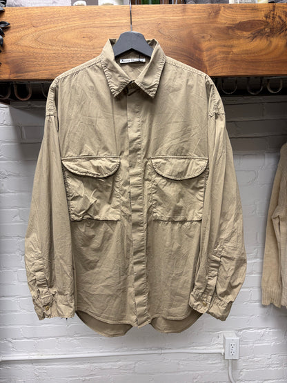 Acne Studios Taupe Cotton ‘Flap Pocket’ Cargo Button Up Shirt