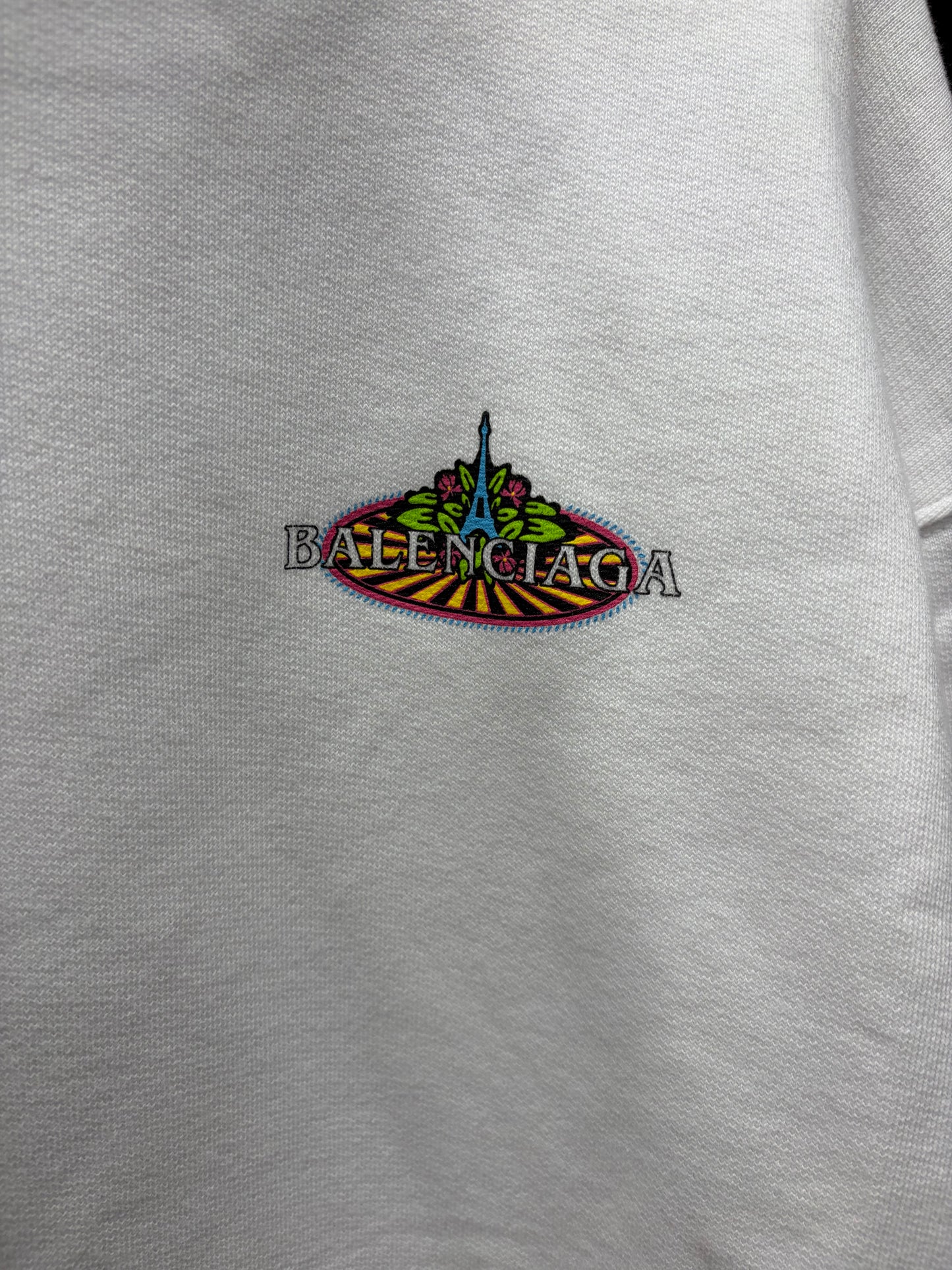 2019 Balenciaga ‘Paris Tropical’ White Cotton Pullover Hoodie