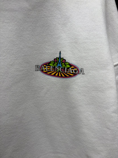 2019 Balenciaga ‘Paris Tropical’ White Cotton Pullover Hoodie