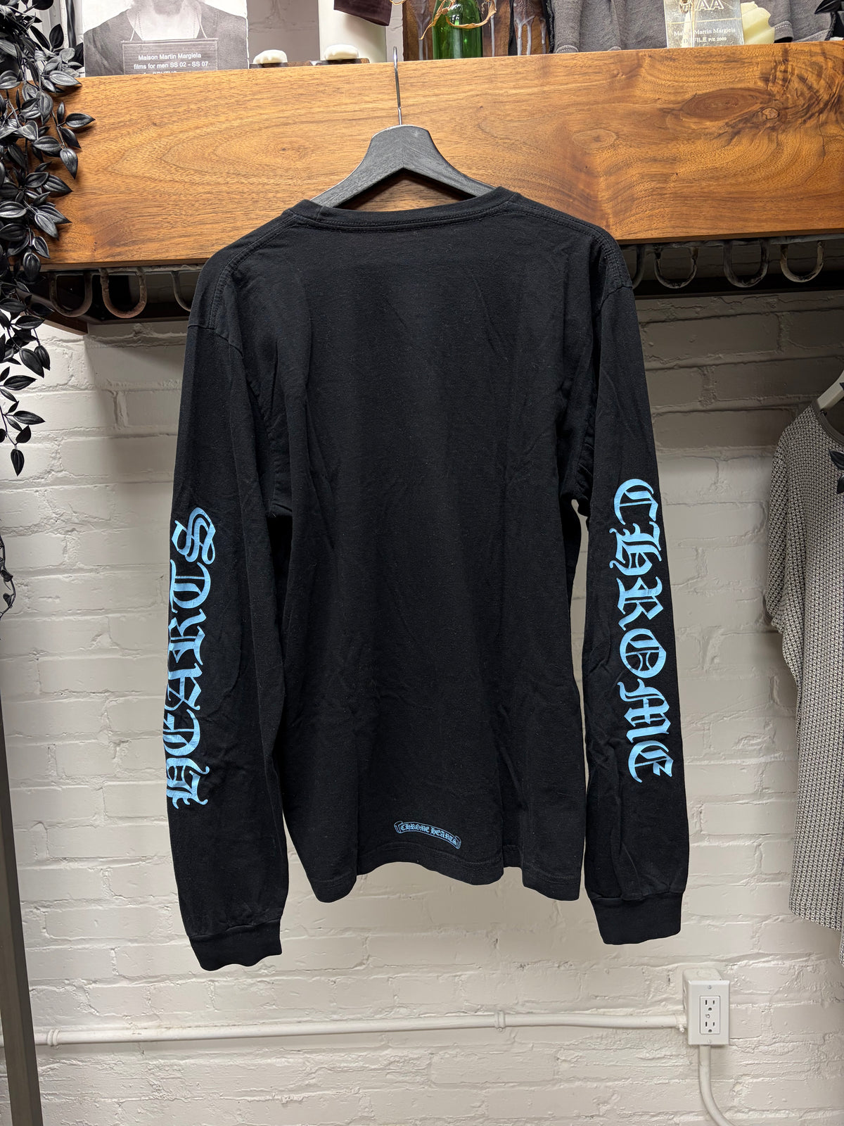 Chrome Hearts Ice Blue/Black ‘Scroll Logo’ Long Sleeve T-Shirt