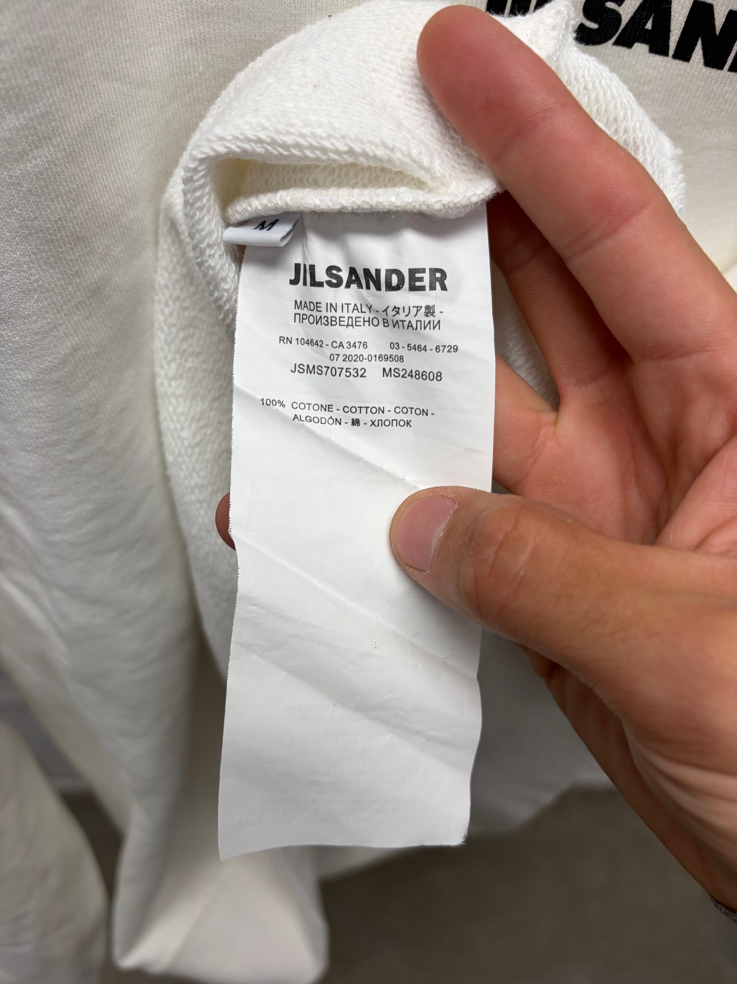 Jil Sander White ‘Minimal Logo’ Cotton Sweatshirt