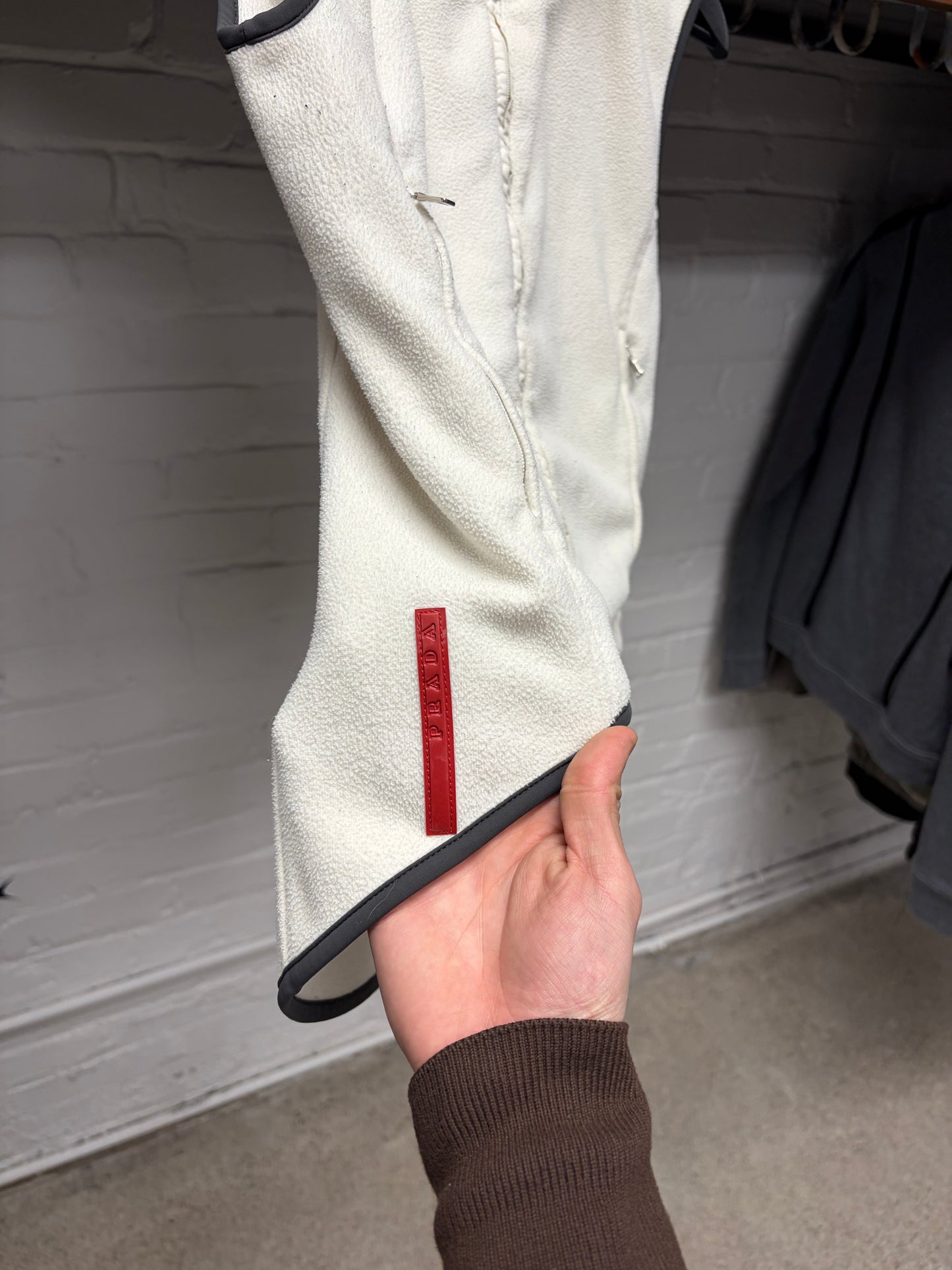 Vintage Prada Sport White Fleece Zip-Up Vest