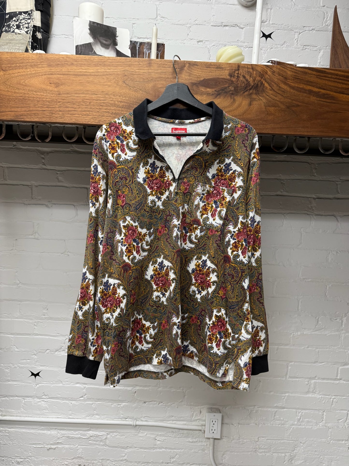 AW17 Supreme Floral Paisley Long Sleeve Polo