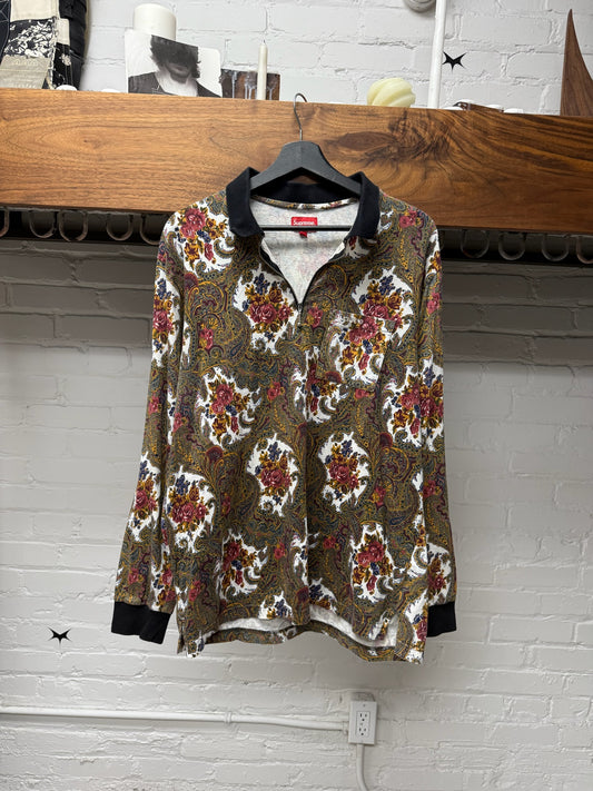 AW17 Supreme Floral Paisley Long Sleeve Polo