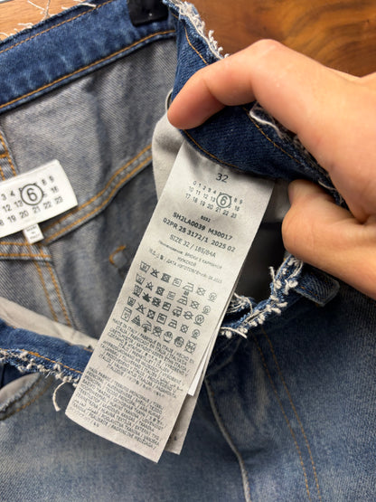 2025 Maison Margiela Dirt Washed Blue ‘Raw Hem’ Baggy Denim