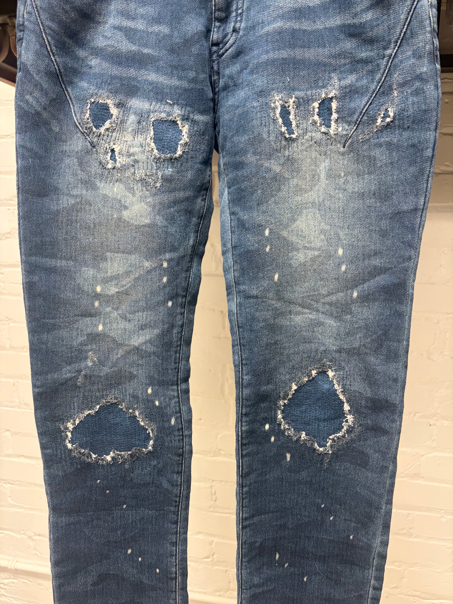 Number (N)ine Distressed Blue Faux Denim