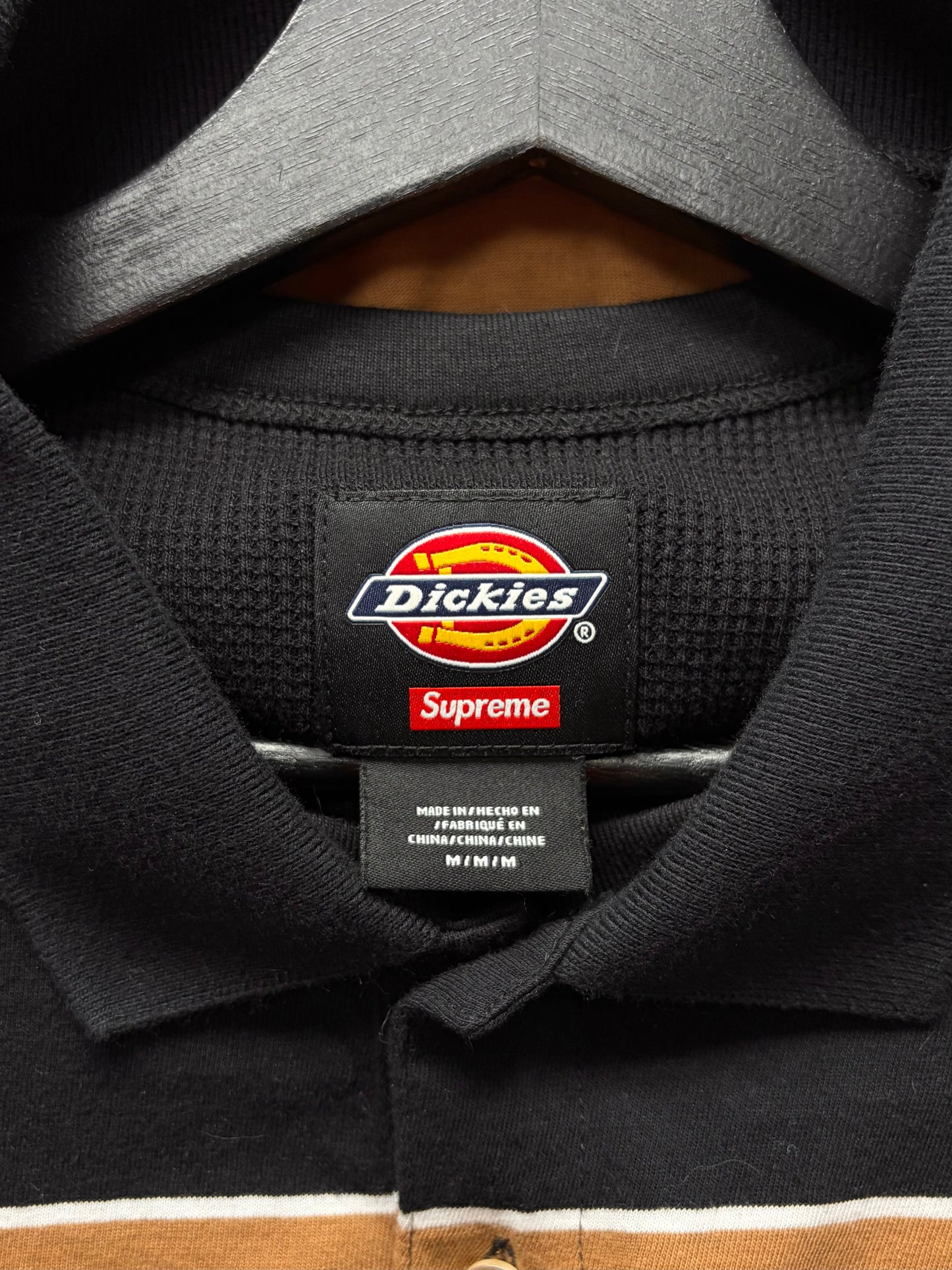 AW2024 Supreme x Dickies Striped Cotton Long Sleeve Thermal Polo