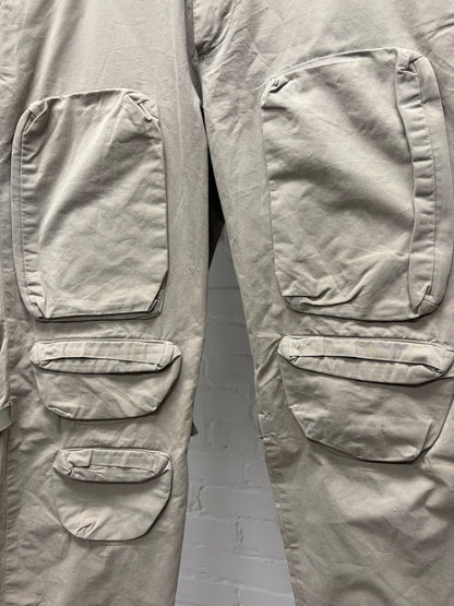 SS2000 Helmut Lang 3D Cargo Pocket Tan Brown Utilitarian Pants