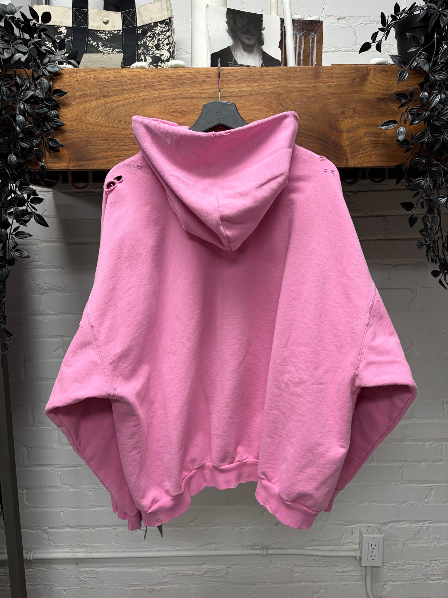 AW2024 Balenciaga ‘No Logo’ Distressed Pink Pullover Hoodie