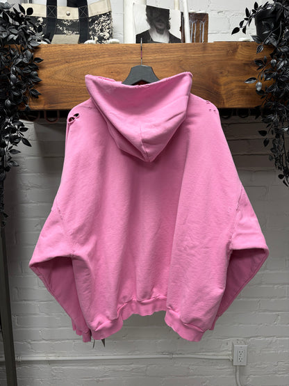 AW2024 Balenciaga ‘No Logo’ Distressed Pink Pullover Hoodie