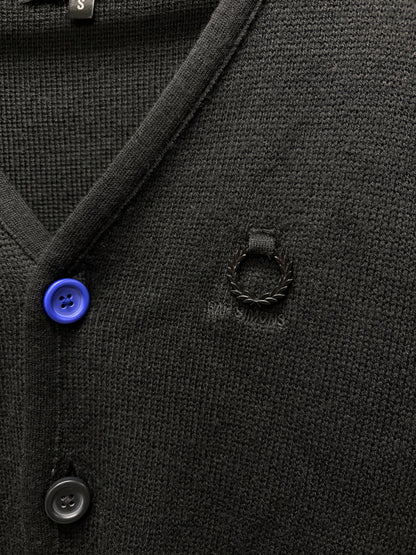 Raf Simons x Fred Perry ‘Metal Crest Logo’ Knit Black Cardigan Sweater