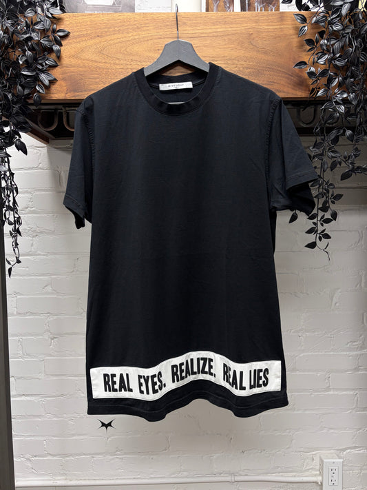 AW2017 Givenchy by Ricardo Tisci ‘Tupac’ Black ‘Real Lies’ Slogan T-Shirt