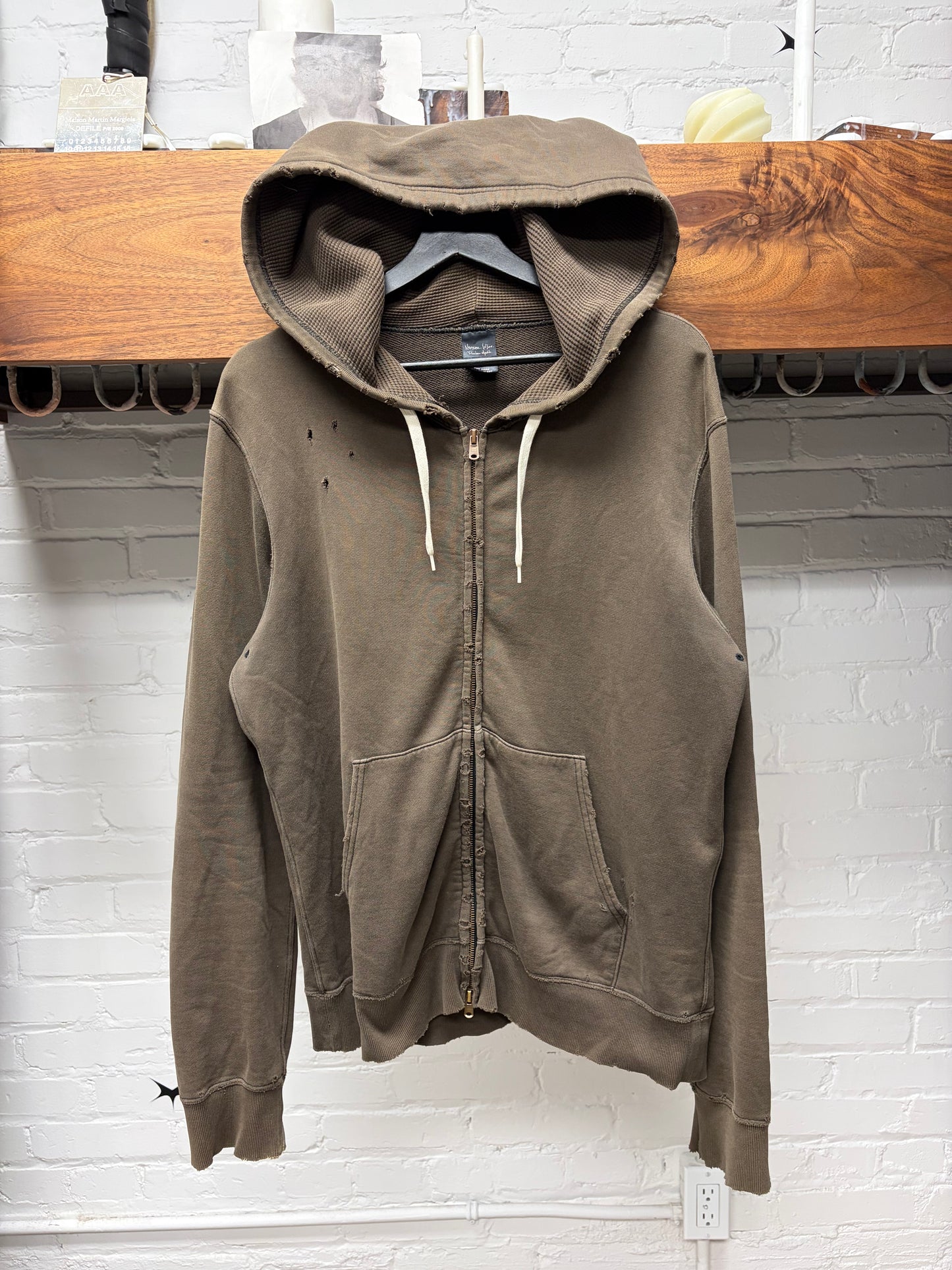 AW2005 Number (N)ine ‘Nightcrawler’ Brown Thermal Zip-Up Hoodie