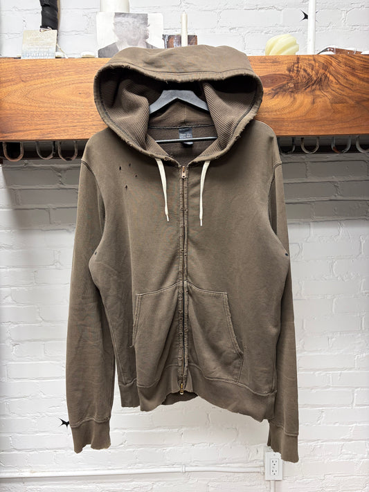 AW2005 Number (N)ine ‘Nightcrawler’ Brown Thermal Zip-Up Hoodie