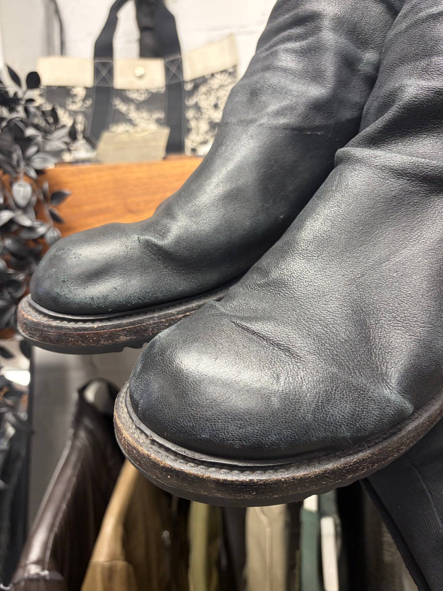 2017 Rick Owens ‘Goodyear Sole’ Lambskin Leather Creeper Sock Boots