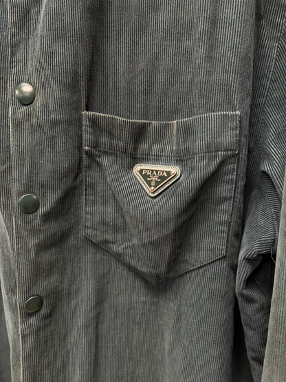 Prada Forest Green Corduroy Button Snap Work Jacket
