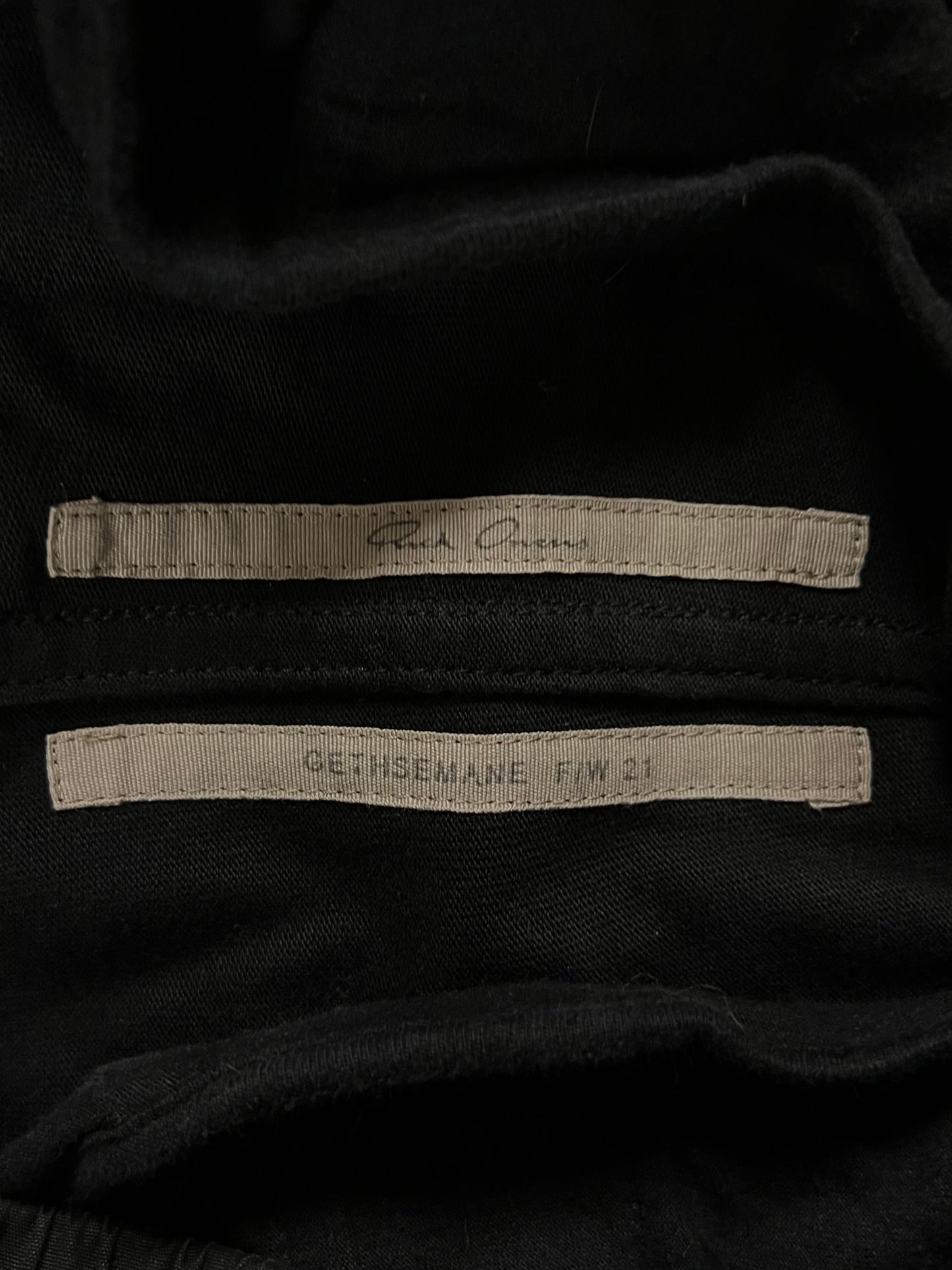 AW2021 Rick Owens ‘Gethsemane’ Black Zip Opening Pants