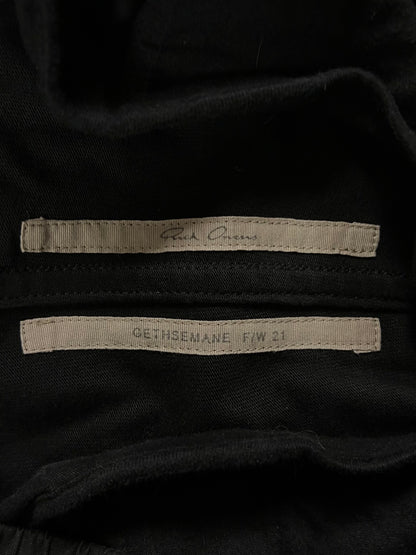 AW2021 Rick Owens ‘Gethsemane’ Black Zip Opening Pants