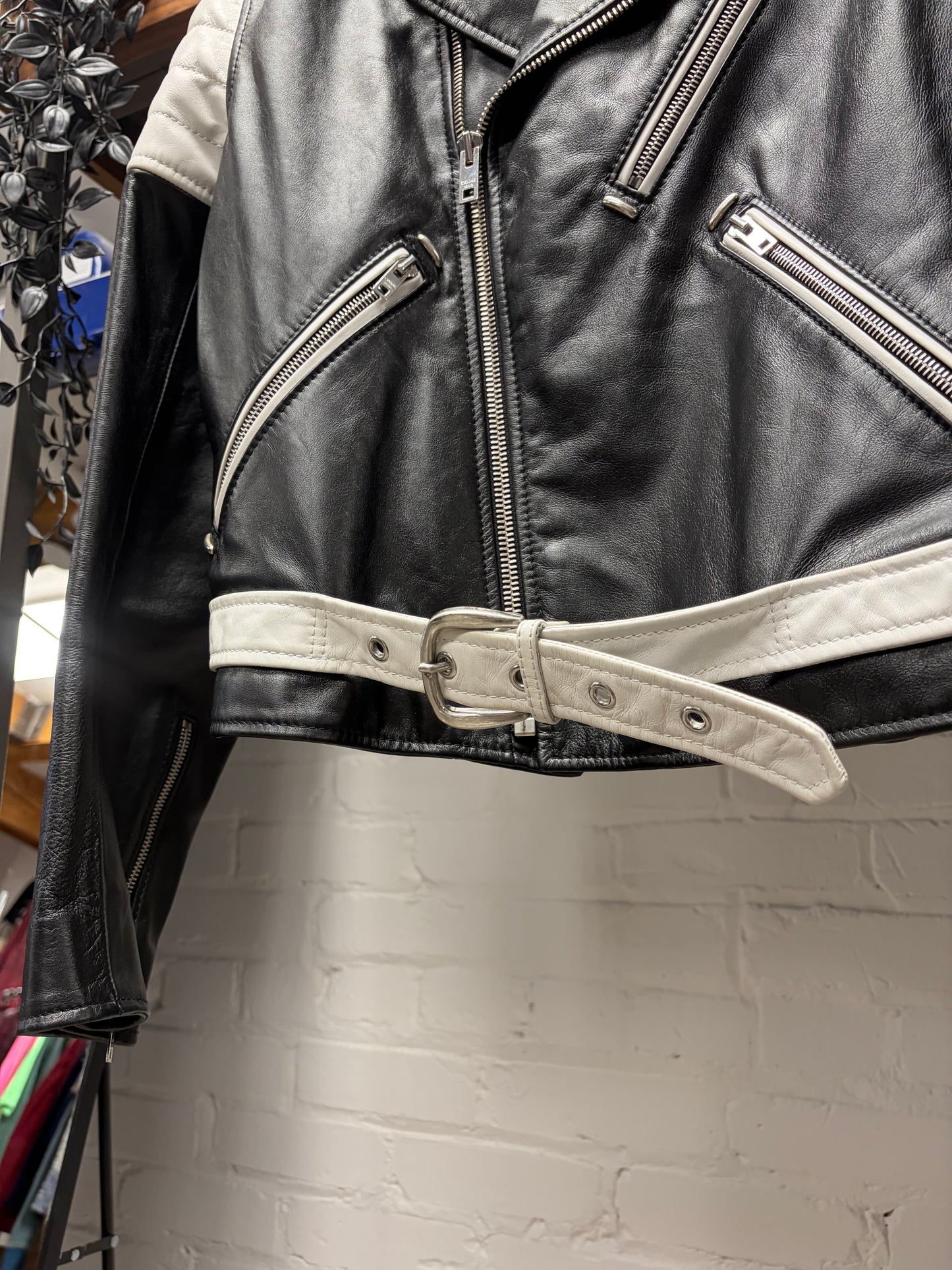 SS2019 Celine by Hedi Slimane Runway Look 13 Padded Calfskin Leather Biker Jacket