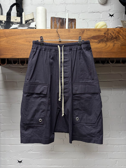 Rick Owens ‘Plum’ Purple Drop Crotch ‘Pod’ Drawstring Cargo Shorts